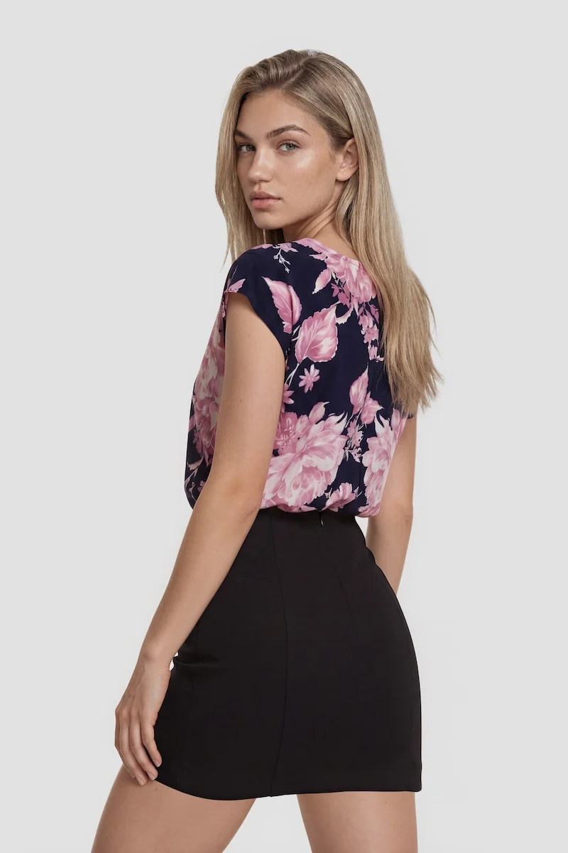 Cap Sleeve Printed Shirt - Multi - Image 2
