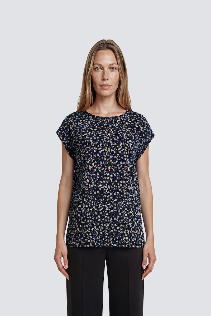 Short Sleeve Round Neck Shirt - Black