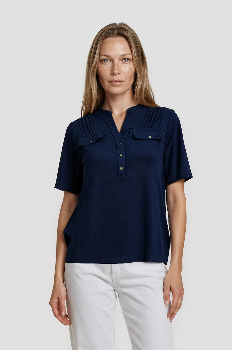 Half Button Up Shirt - Navy