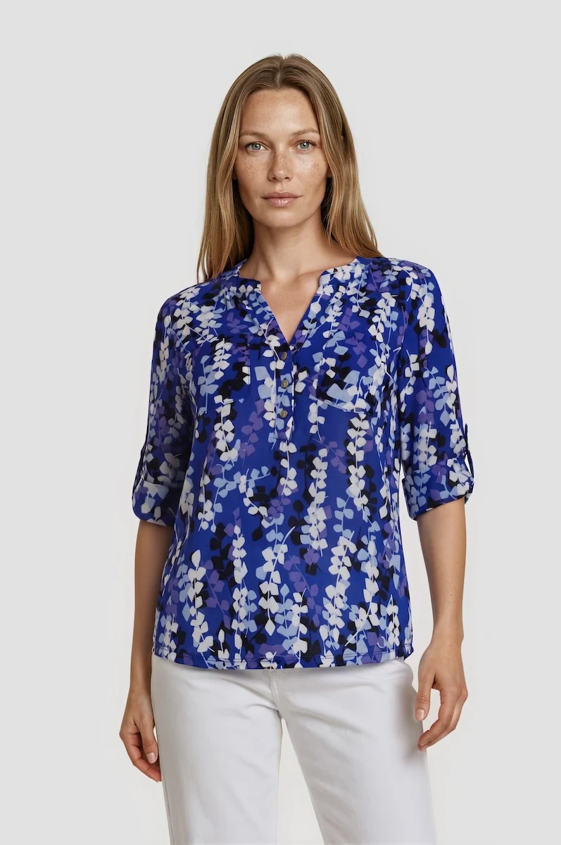 Printed Patch Pocket Shirt - Blue