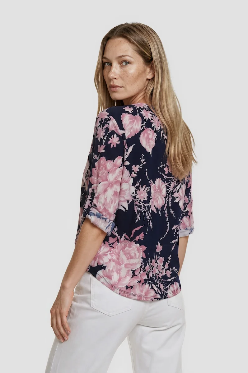 Roll Up Sleeve Blouse - Pink - Image 2