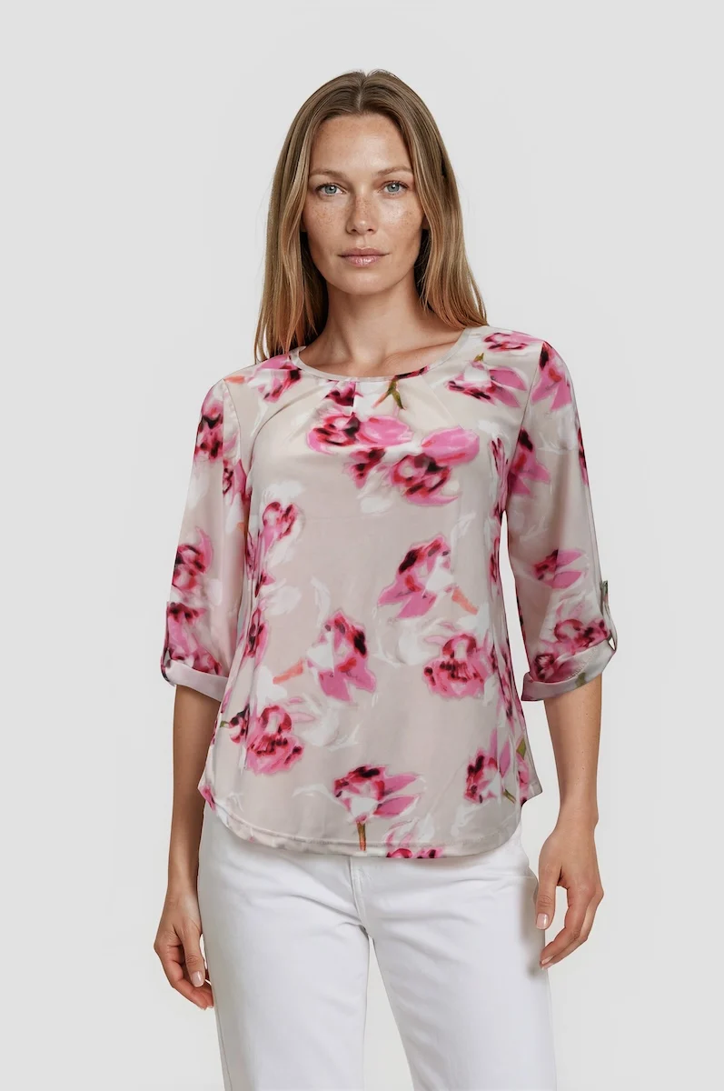 Roll Up Sleeve Blouse - Cream