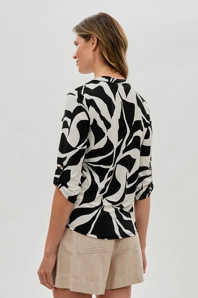 Patterned 1/4 Zip Shirt - White - Image 3