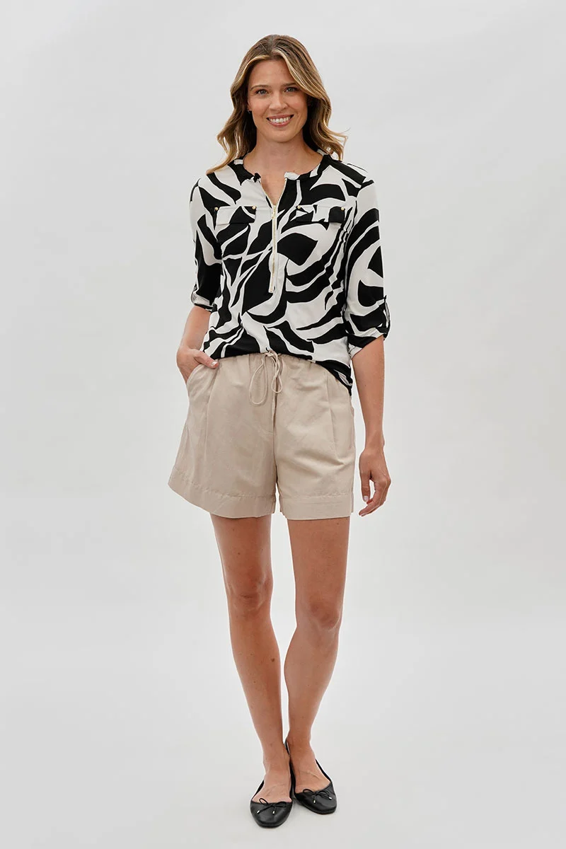 Patterned 1/4 Zip Shirt - White - Image 5