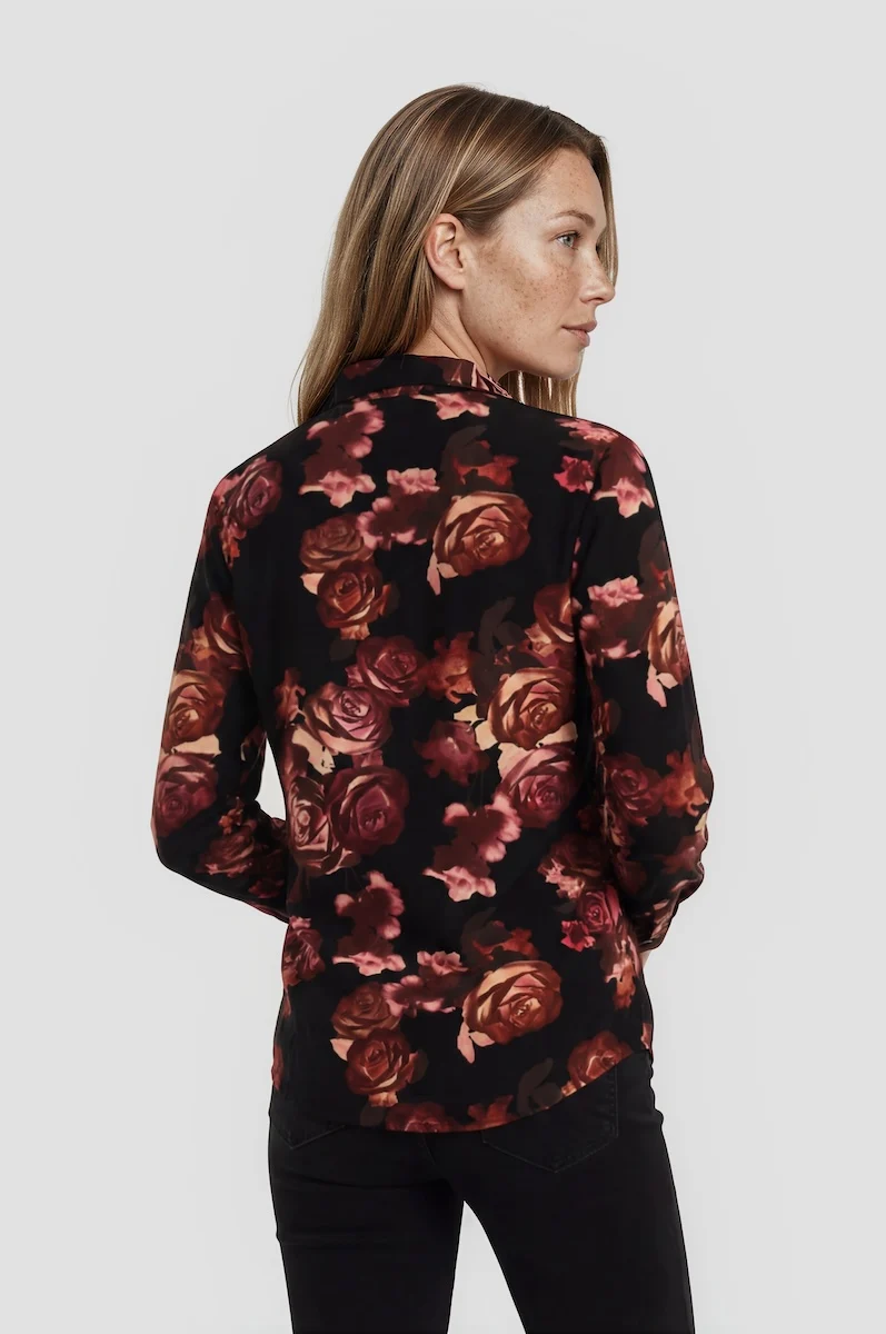 Long Sleeve Button Down Shirt - Black - Image 2