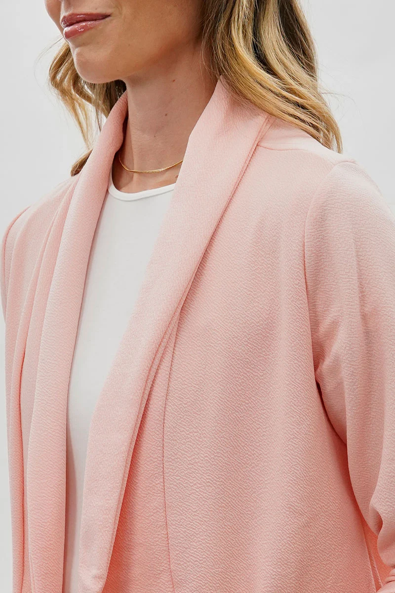 Open Roll Up Sleeve Blazer - Pink - Image 4