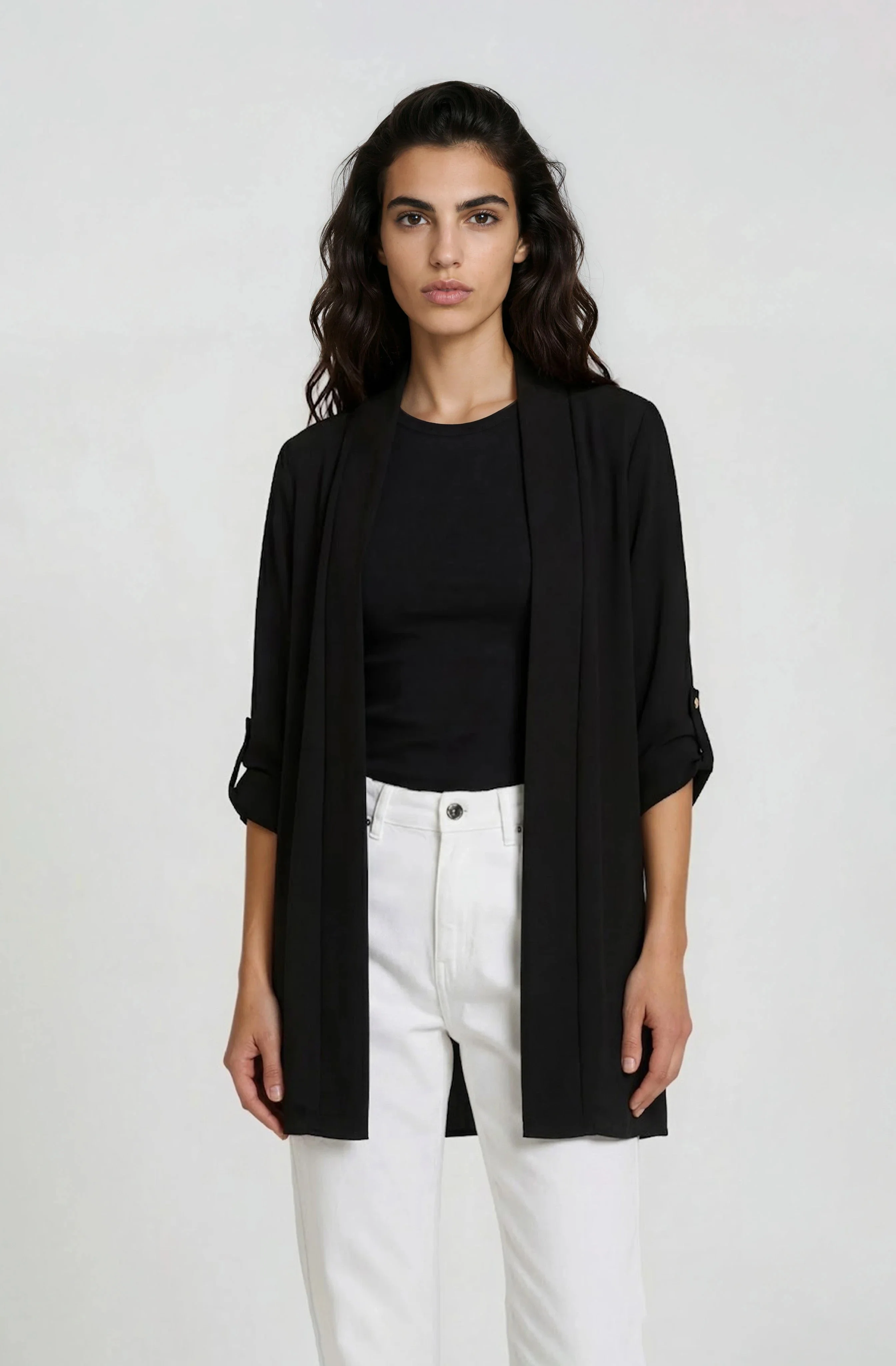 Open Front Blazer - Black