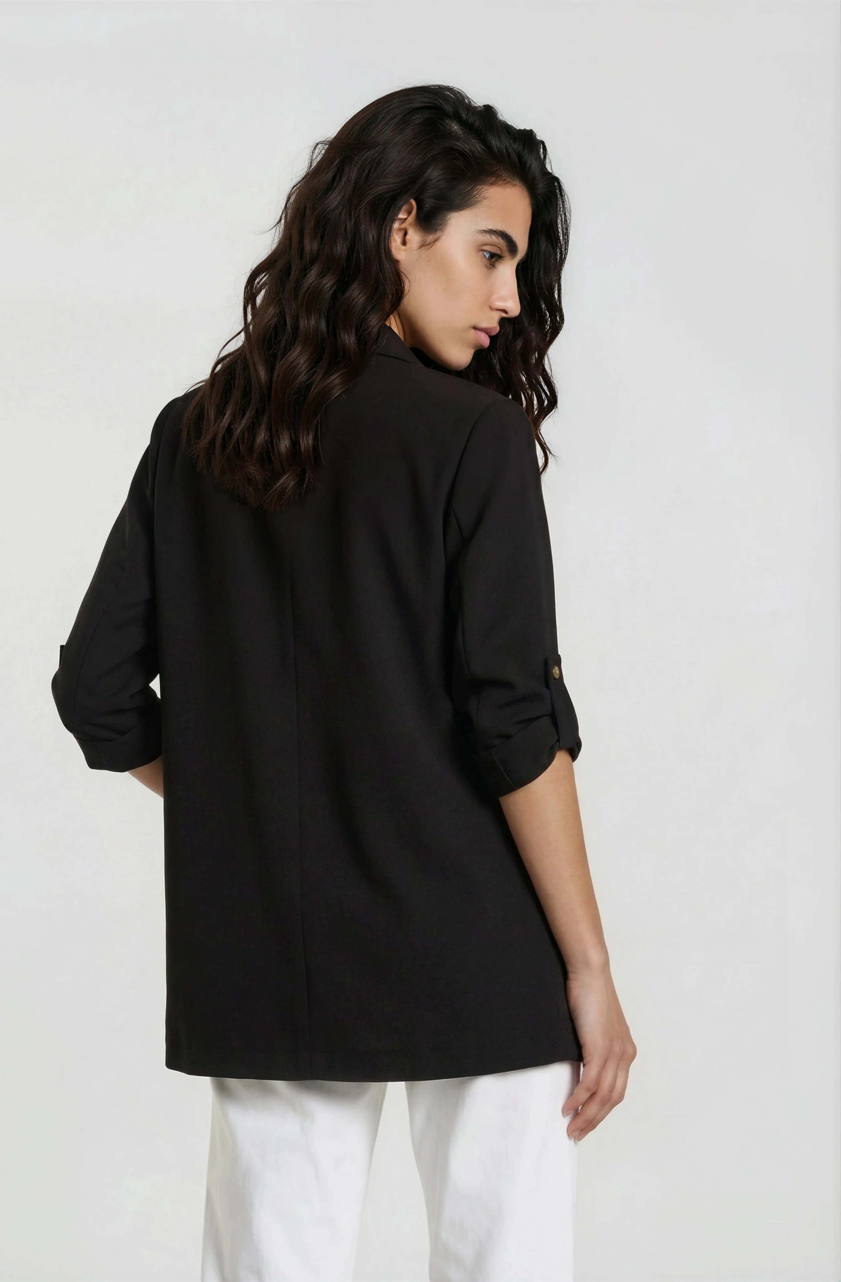 Open Front Blazer - Black - Image 2