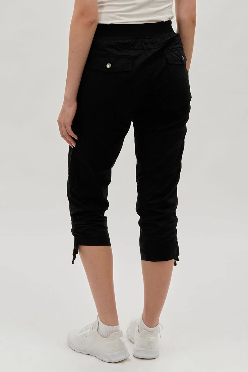 Tie Waist Cargo Capris - Black - Image 3