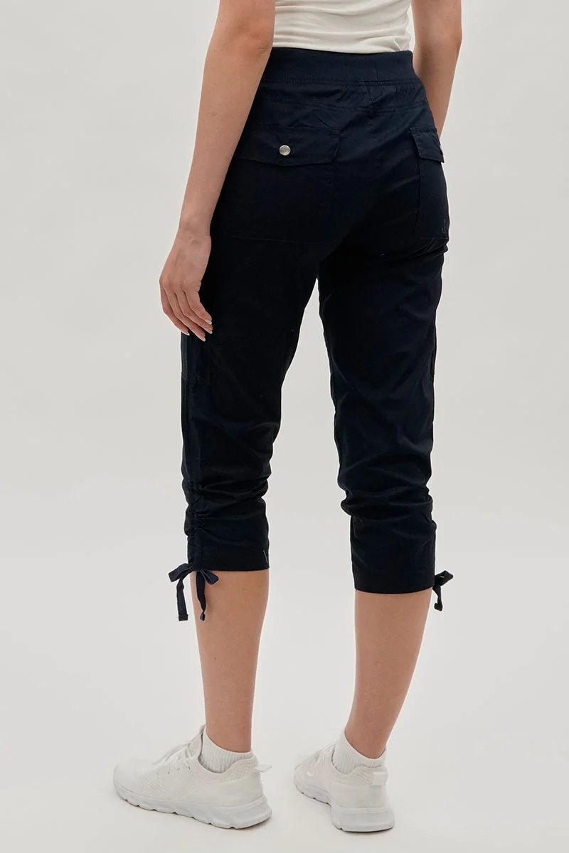 Tie Waist Cargo Capris - Navy - Image 3