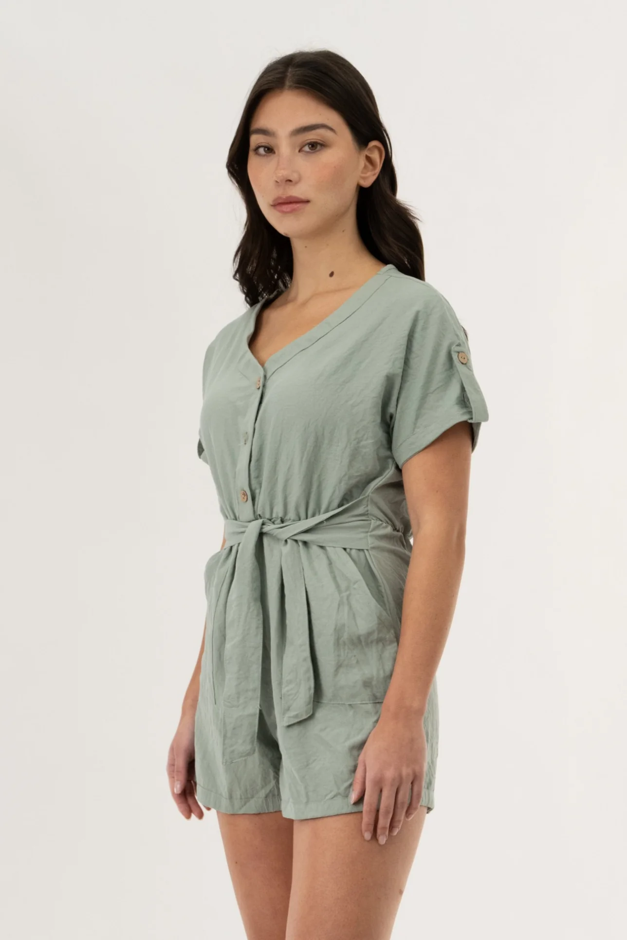 Short Sleeve Romper - Mint - Image 2