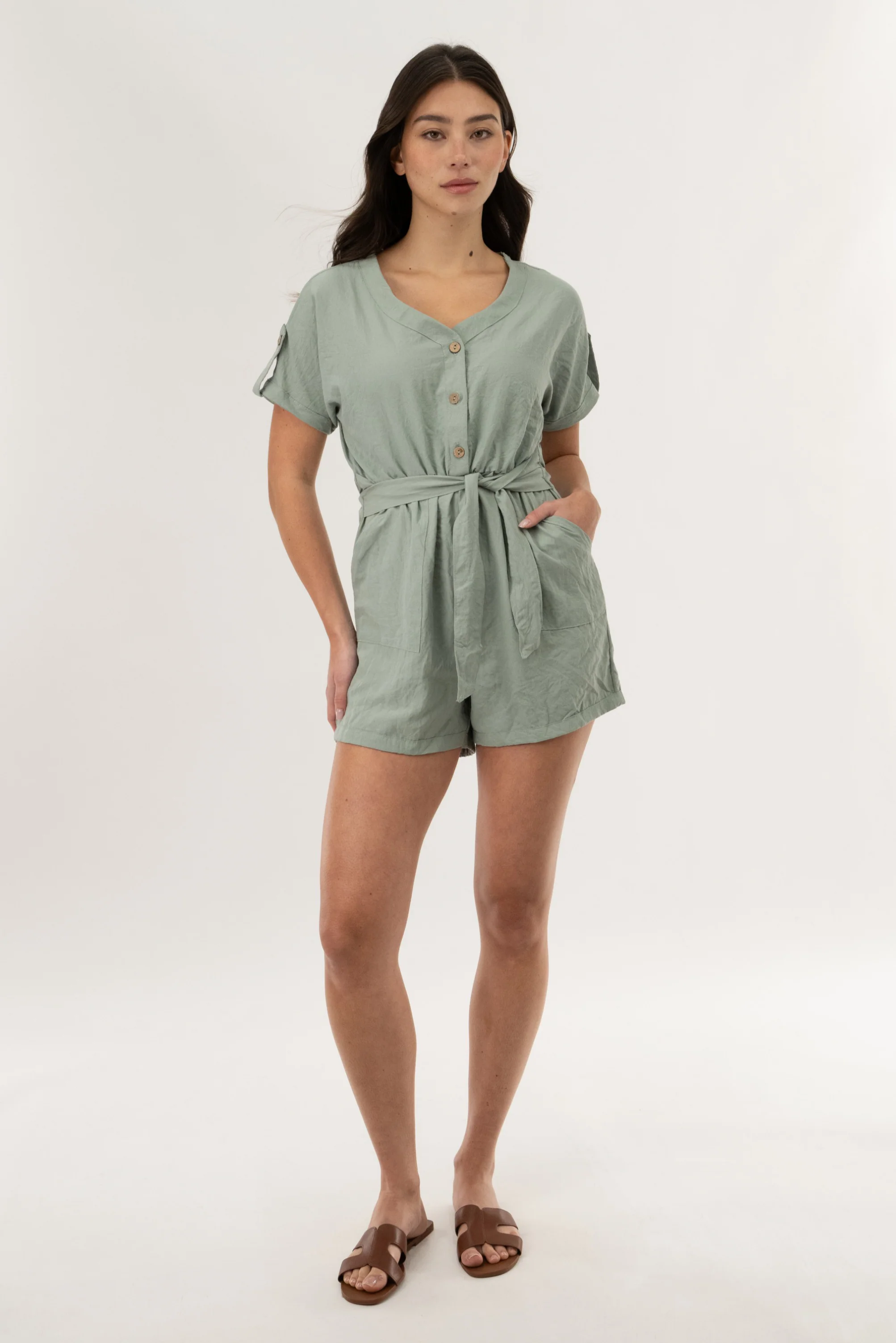 Short Sleeve Romper - Mint - Image 5