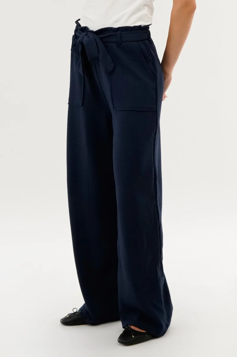 Belted Wide Leg Pants - Navy - Image 2
