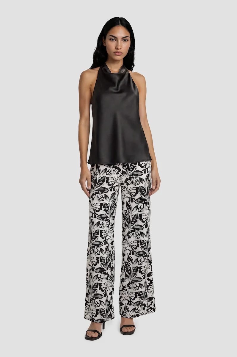 Printed Wide Leg Pants - White