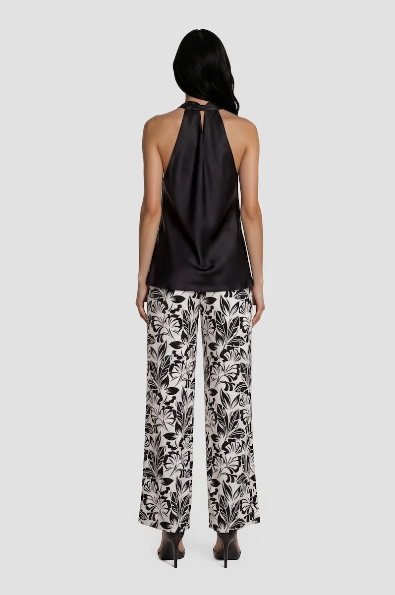 Printed Wide Leg Pants - White - Image 2