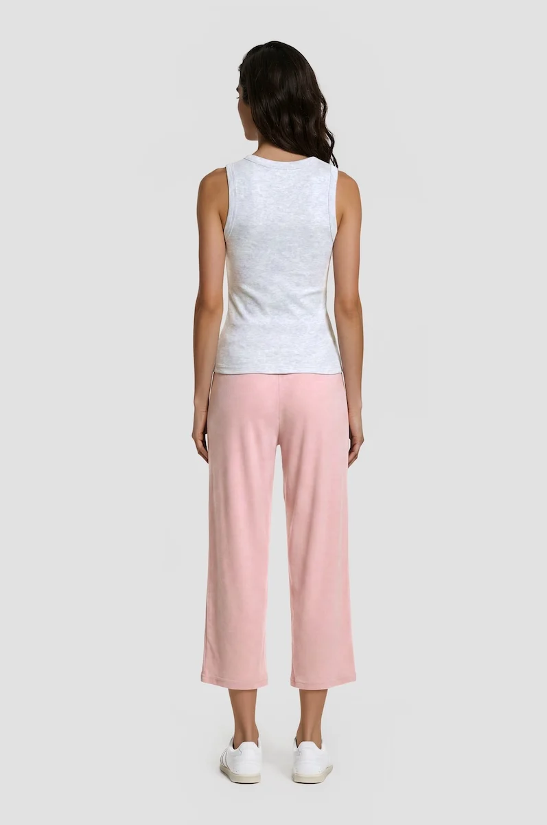 Foldover Wide Leg Cropped Pants - Pink - Image 2