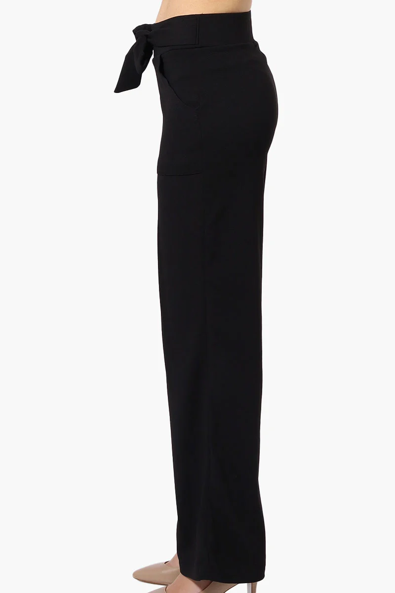 Solid Large Pocket Belted Pants - Black - Image 2