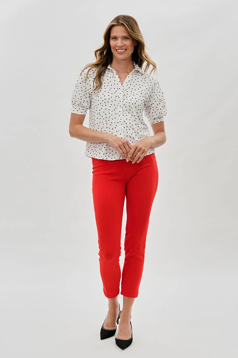High Waisted Ankle Pants - Red - Image 5