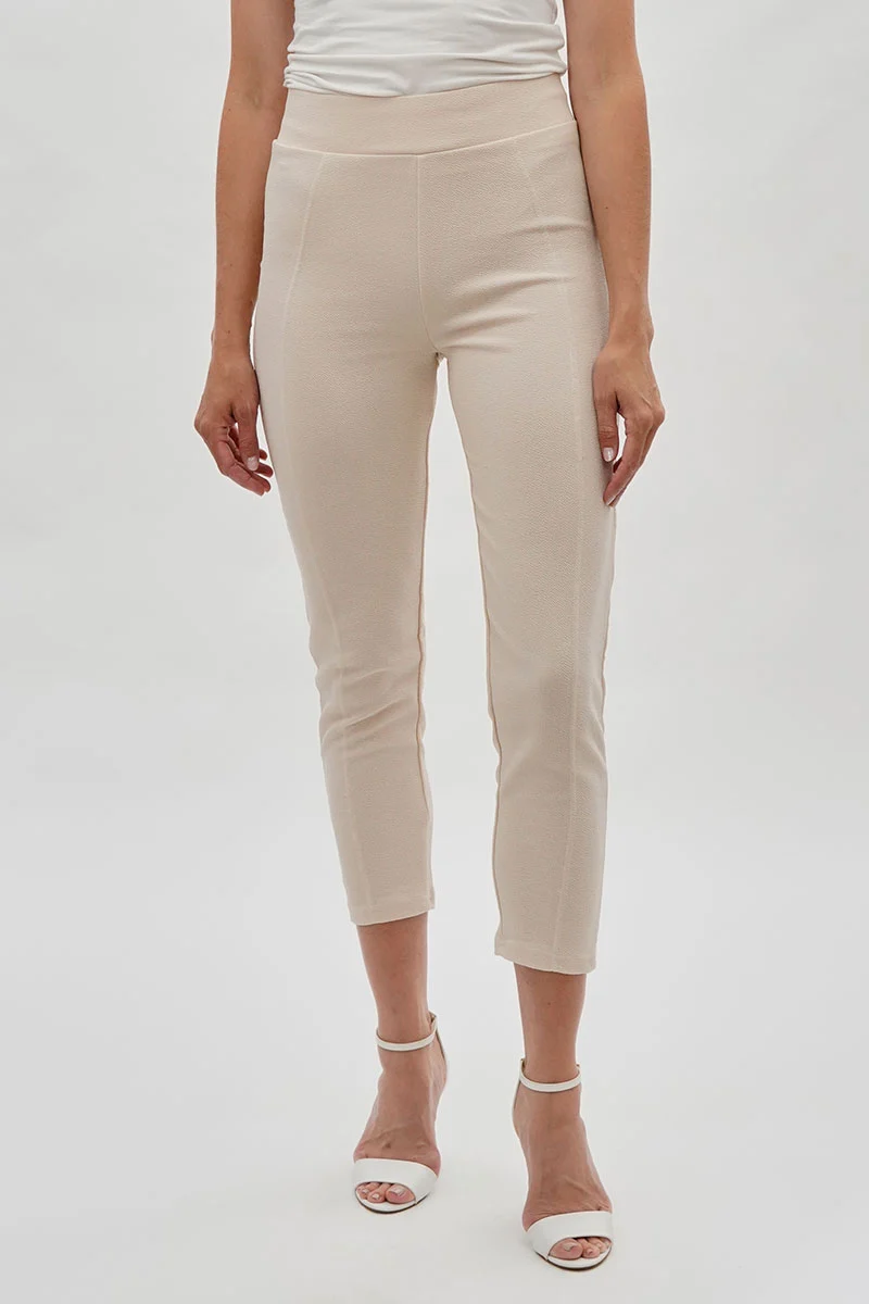 High Waisted Ankle Pants - Cream