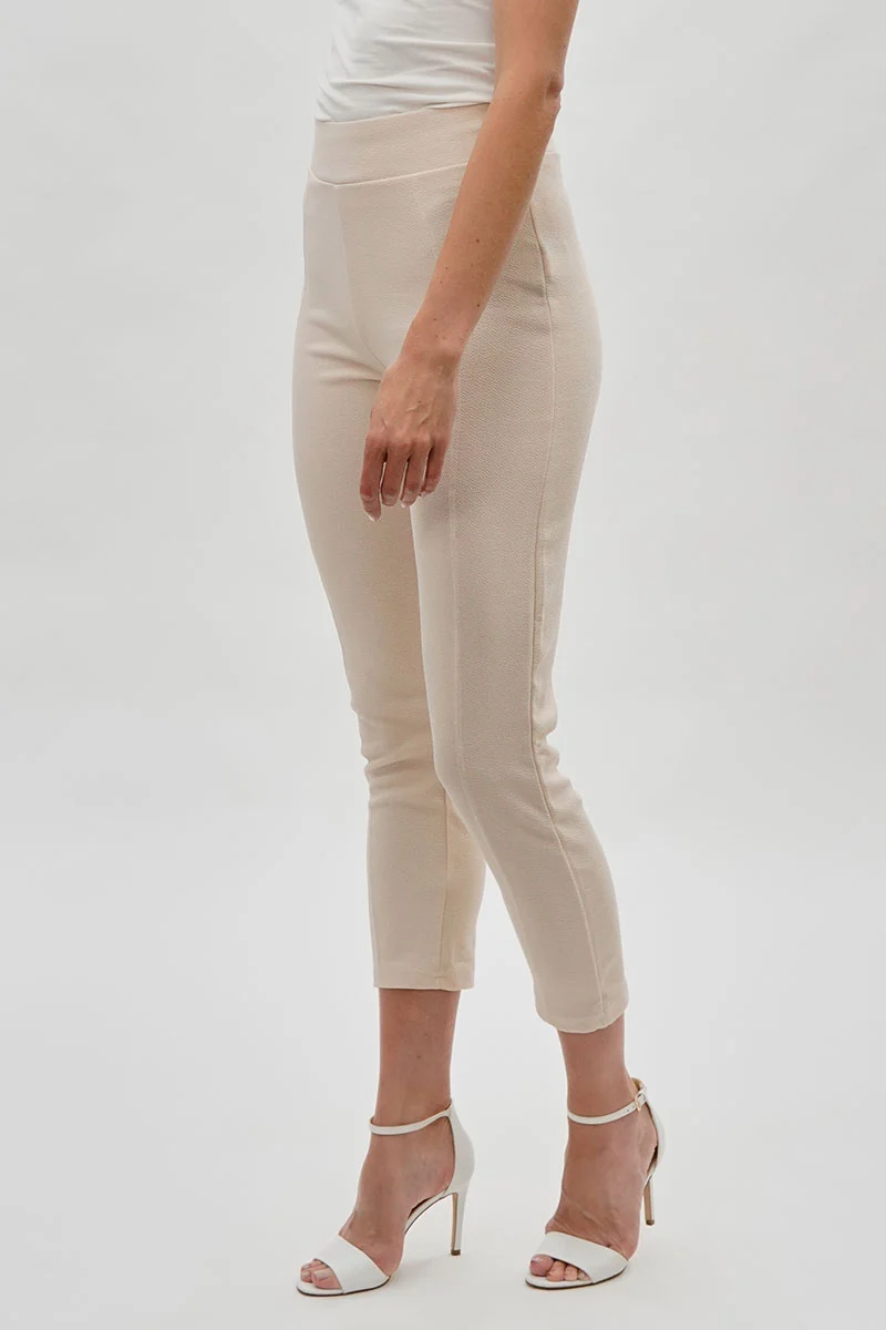 High Waisted Ankle Pants - Cream - Image 2