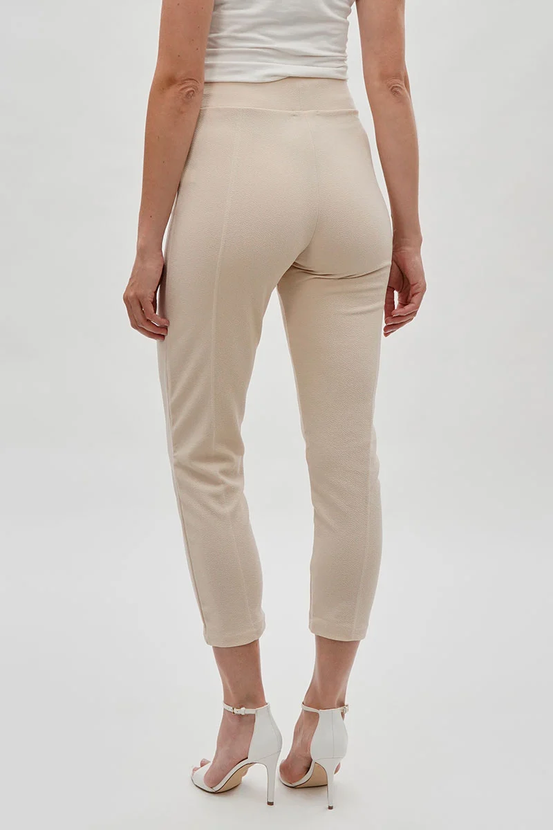 High Waisted Ankle Pants - Cream - Image 3
