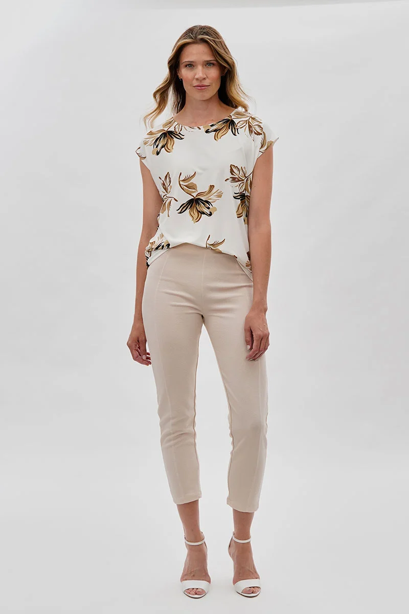 High Waisted Ankle Pants - Cream - Image 5