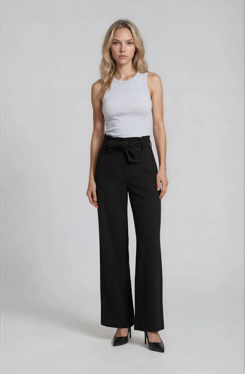 High Waisted Wide Leg Pants - Black