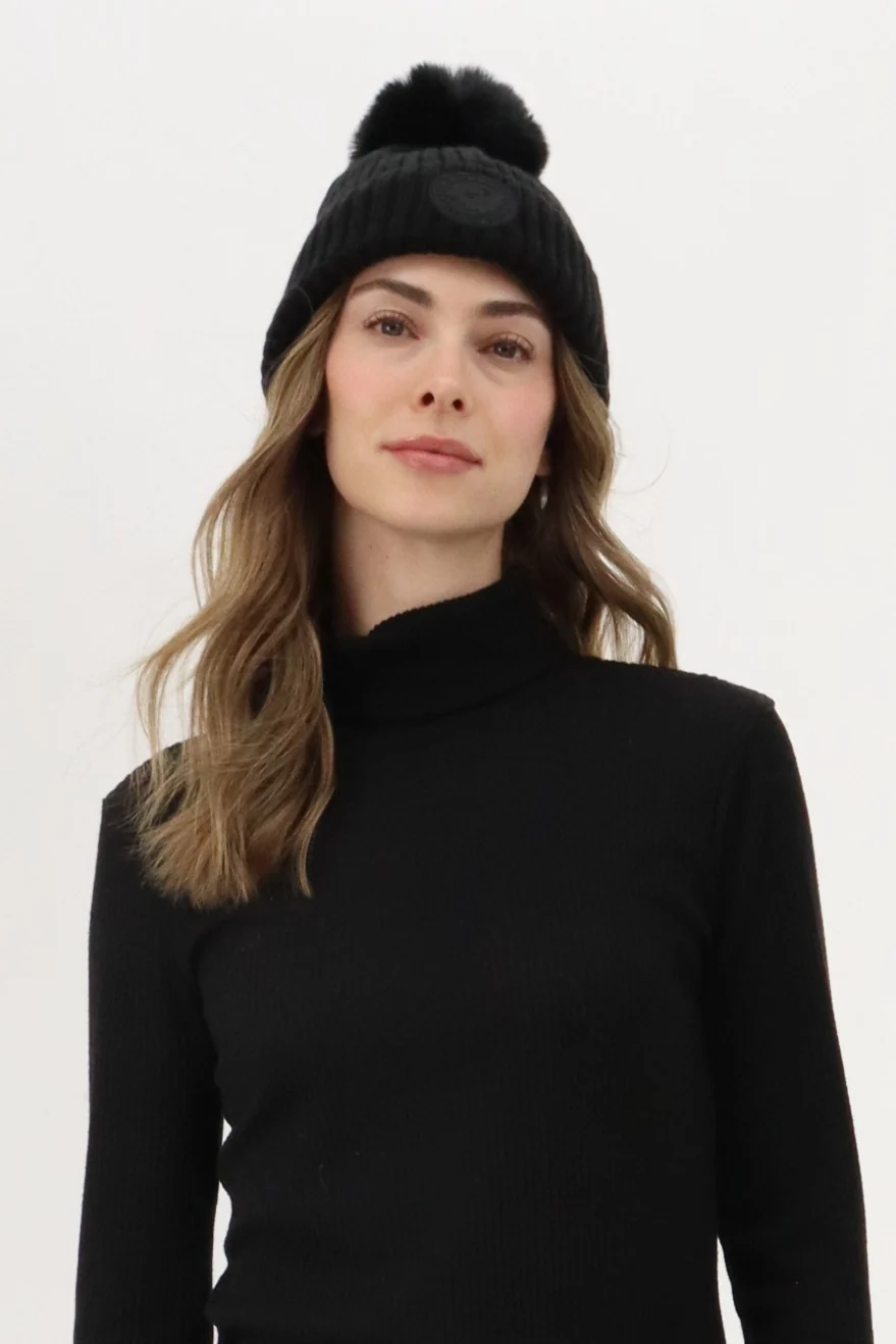 Gloves and Pom Pom Hat - Black