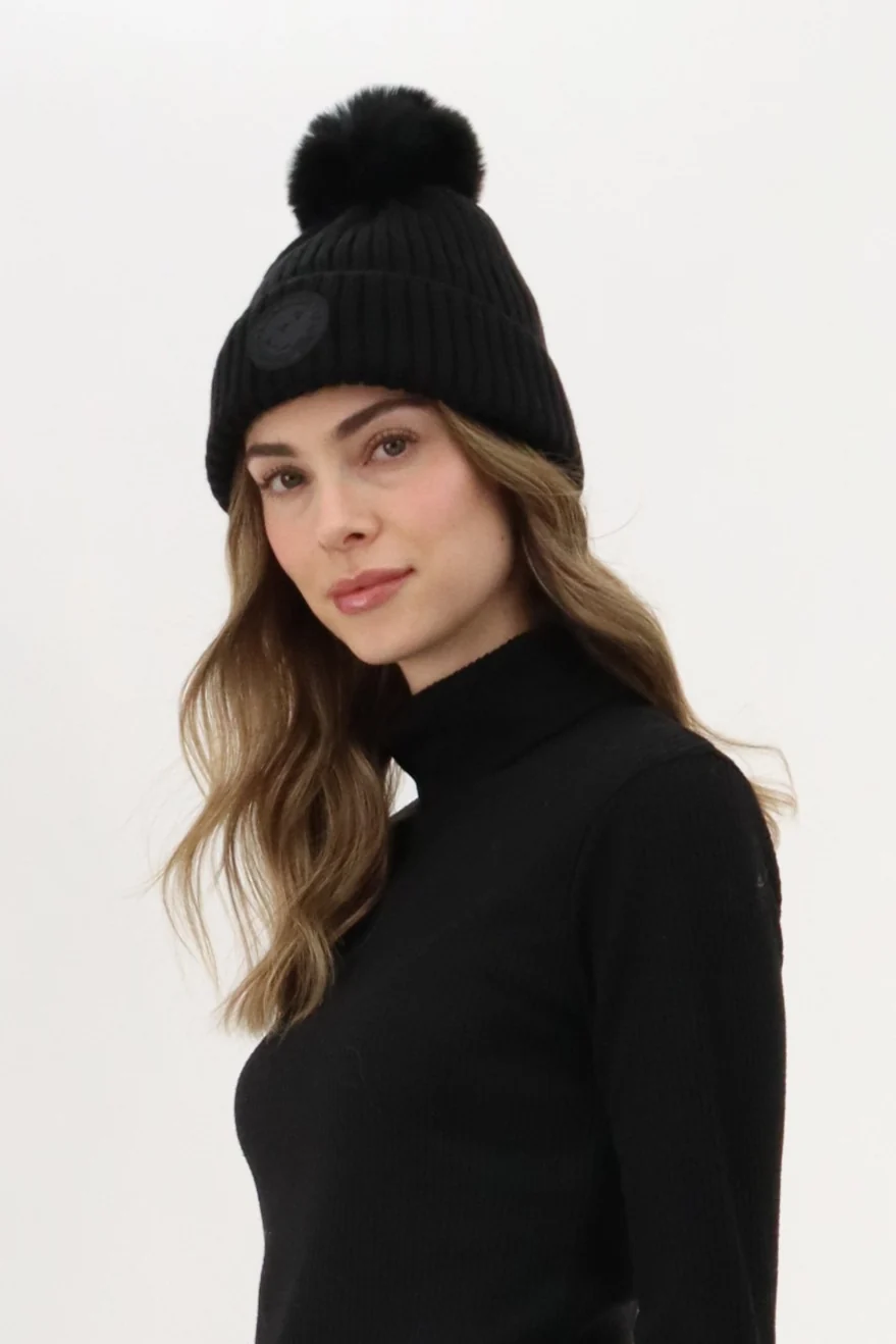 Gloves and Pom Pom Hat - Black - Image 2