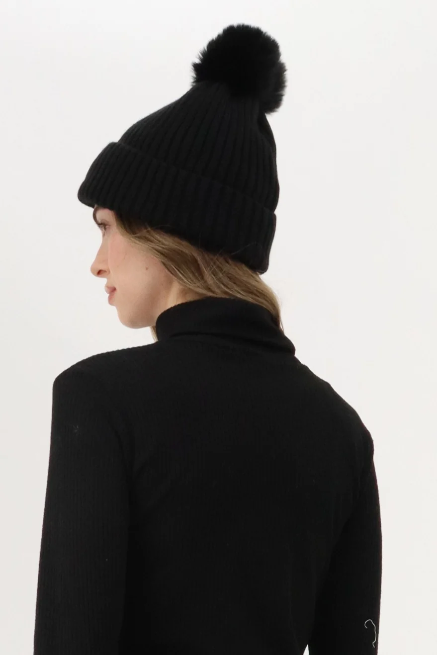 Gloves and Pom Pom Hat - Black - Image 3
