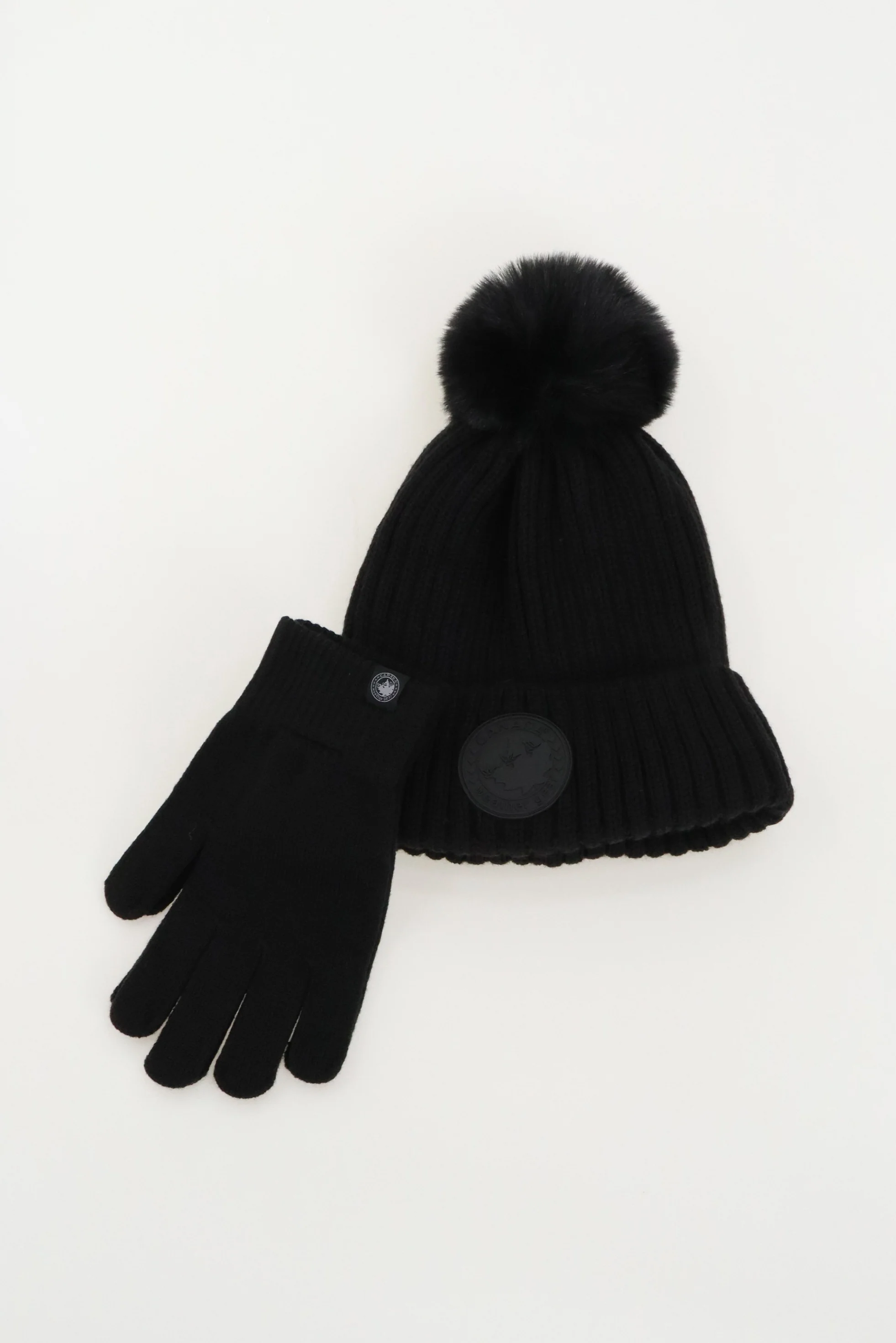 Gloves and Pom Pom Hat - Black - Image 4