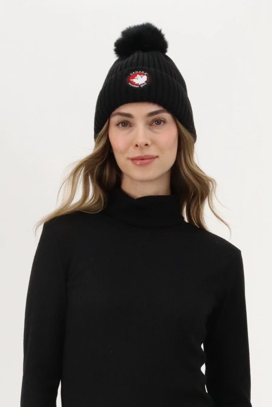 Gloves and Pom Pom Hat - Black