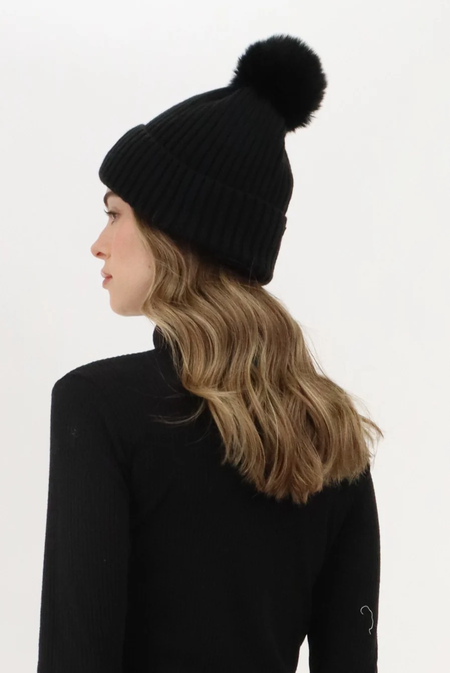 Gloves and Pom Pom Hat - Black - Image 3