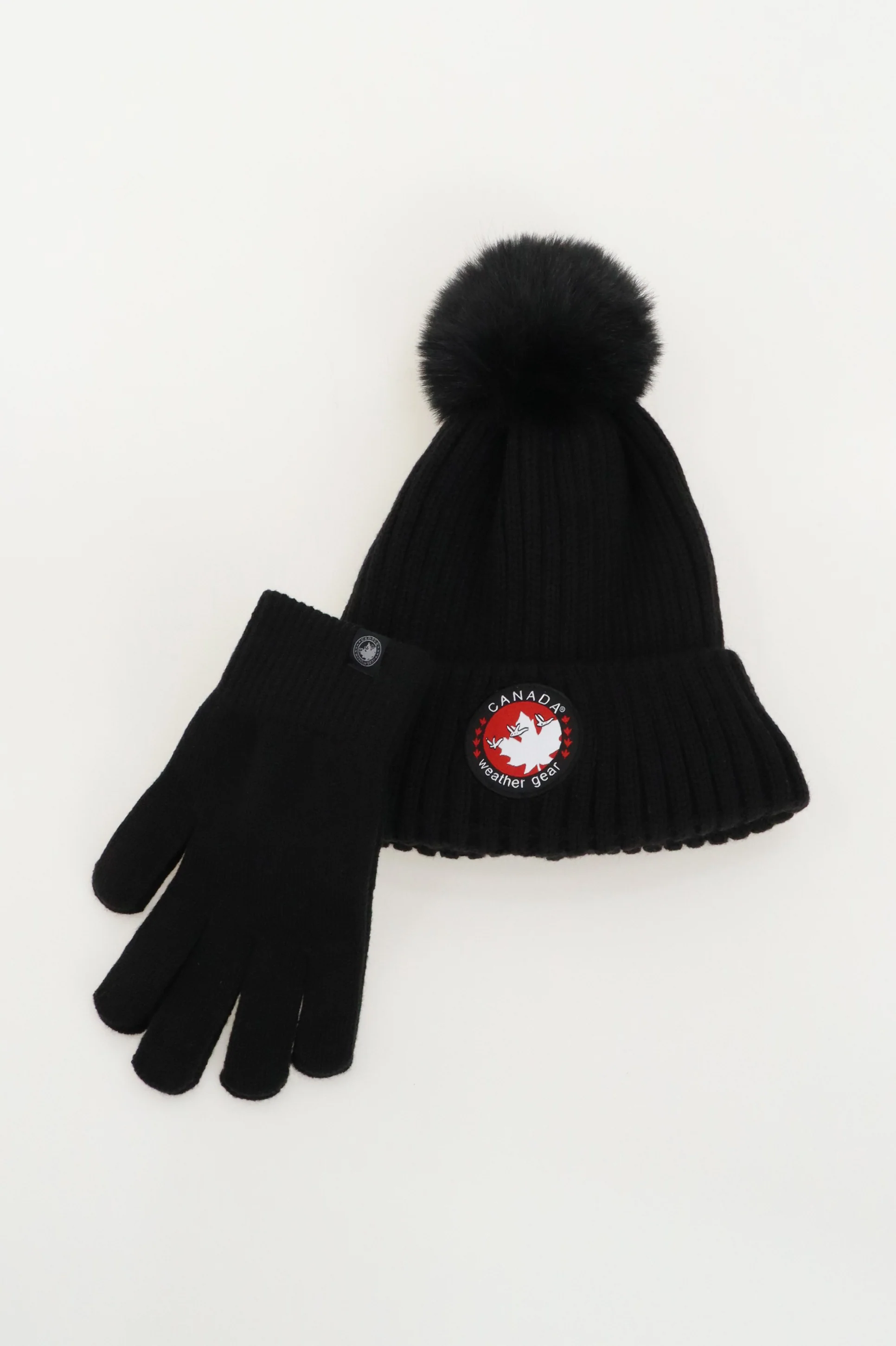 Gloves and Pom Pom Hat - Black - Image 4