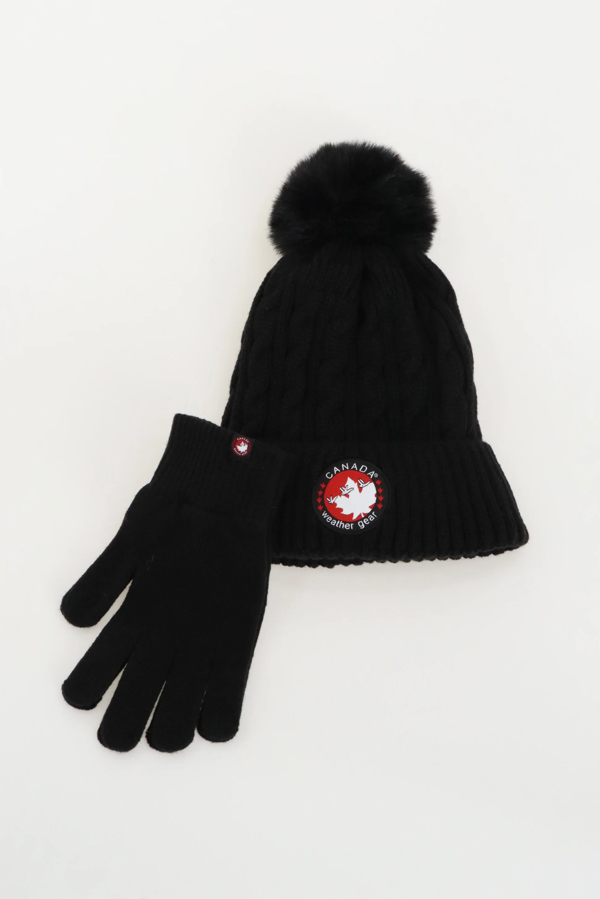 Gloves and Pom Pom Hat - Black - Image 4