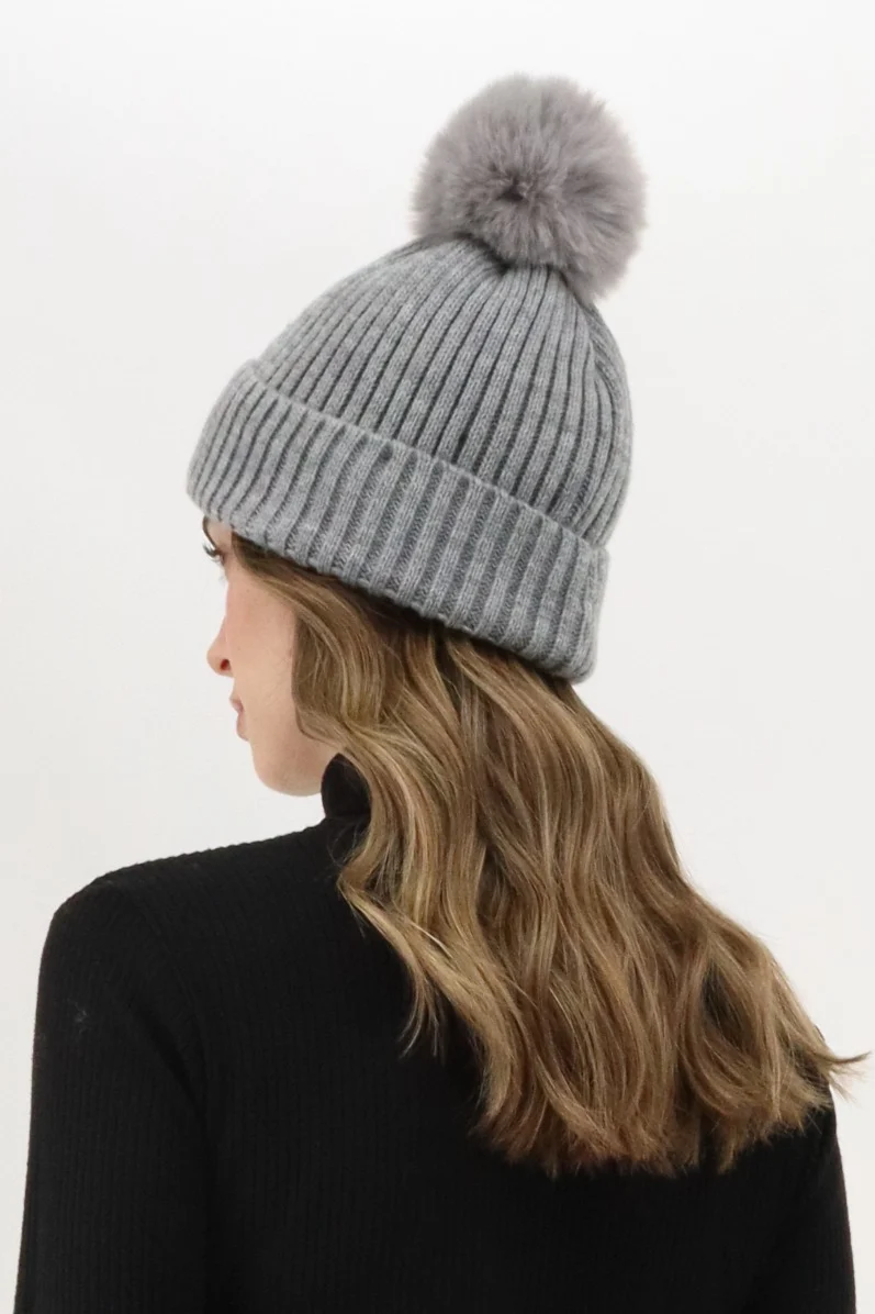 Gloves and Pom Pom Hat - Grey - Image 3