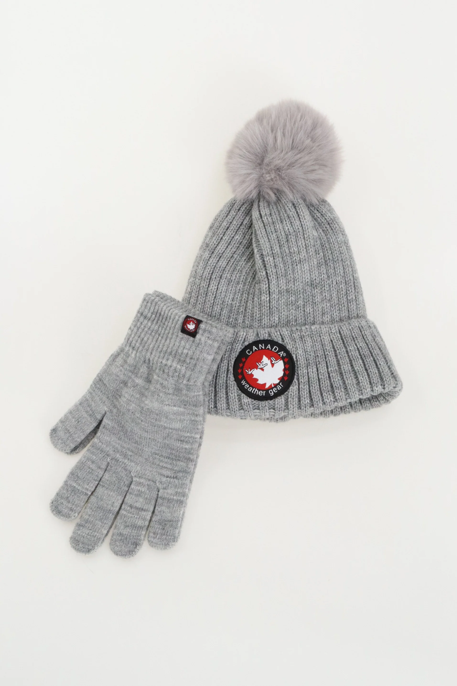 Gloves and Pom Pom Hat - Grey - Image 4