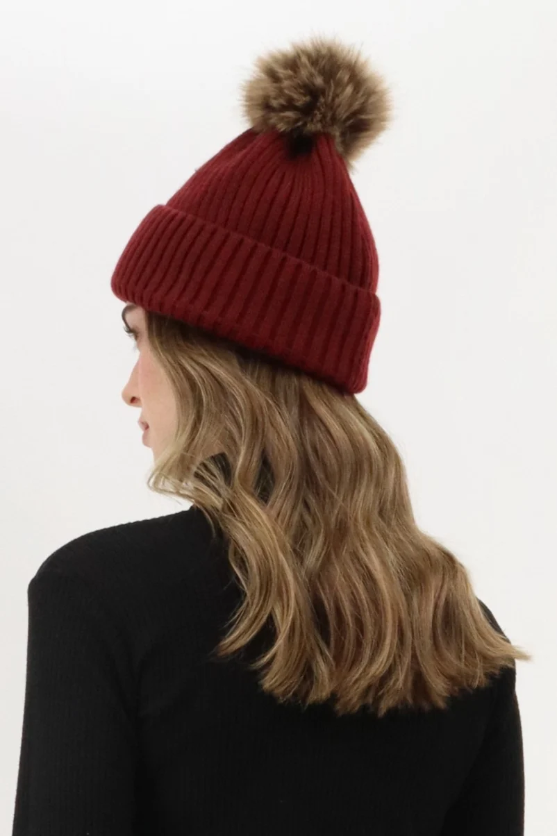Gloves and Pom Pom Hat - Red - Image 3