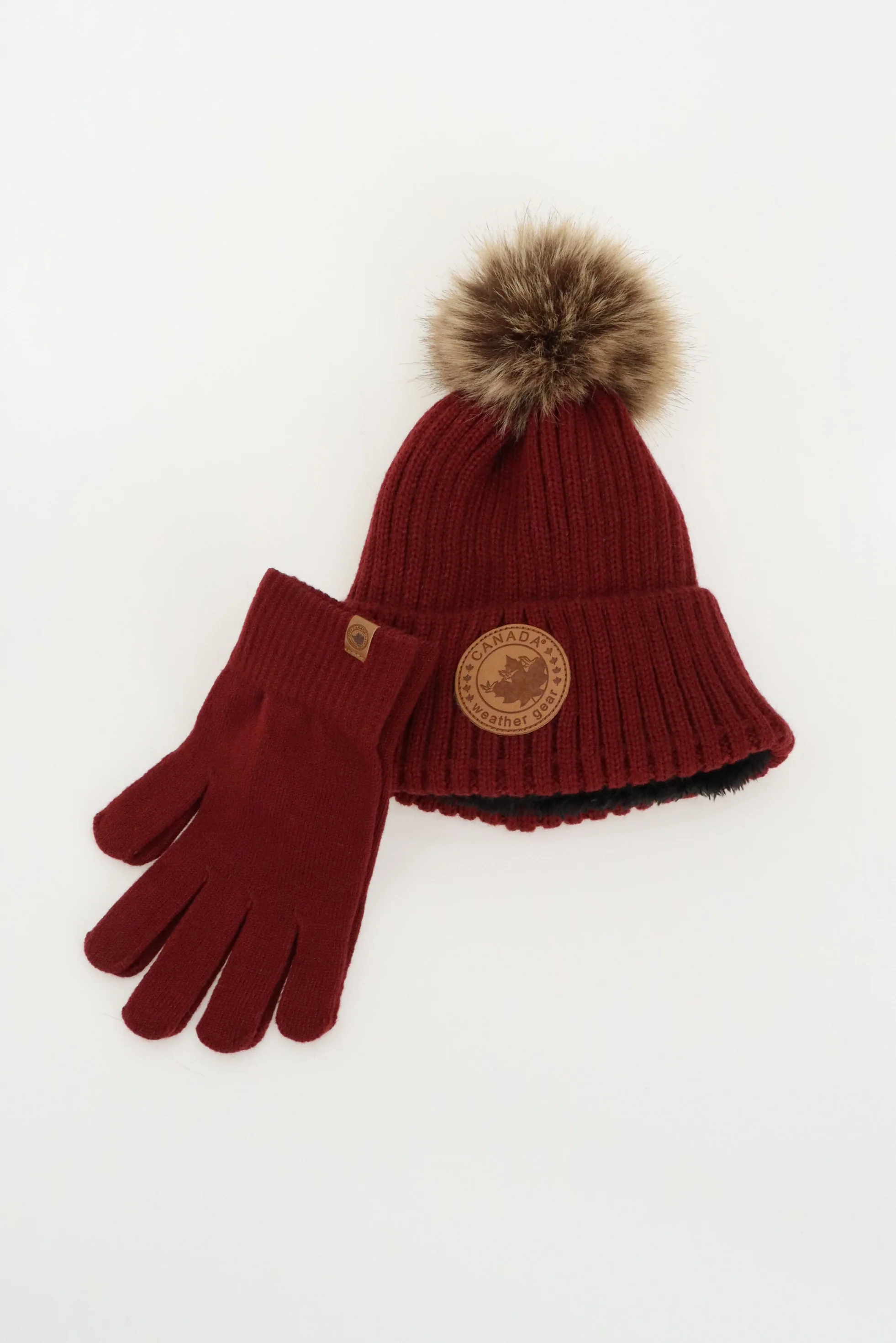 Gloves and Pom Pom Hat - Red - Image 4