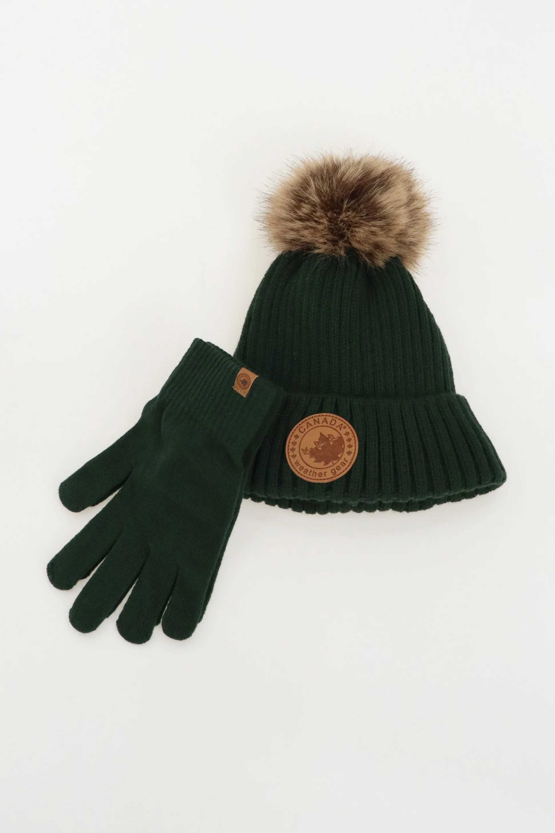 Gloves and Pom Pom Hat - Green - Image 4