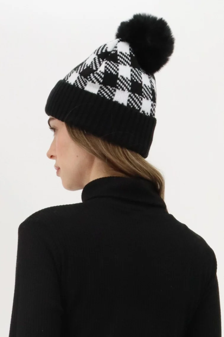 Gloves and Pom Pom Hat - Black - Image 3