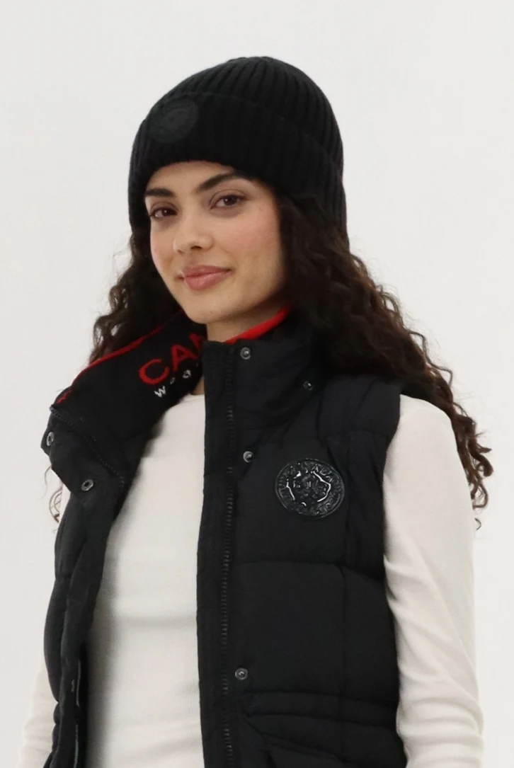 Gloves and Ribbed Knit Hat - Black - Image 2