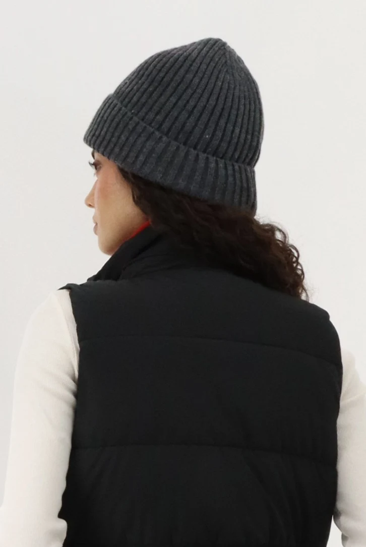 Gloves and Ribbed Knit Hat - Grey - Image 3