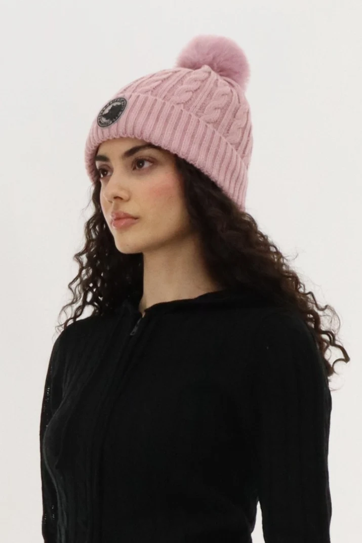 Gloves and Cable Knit Hat - Pink - Image 2