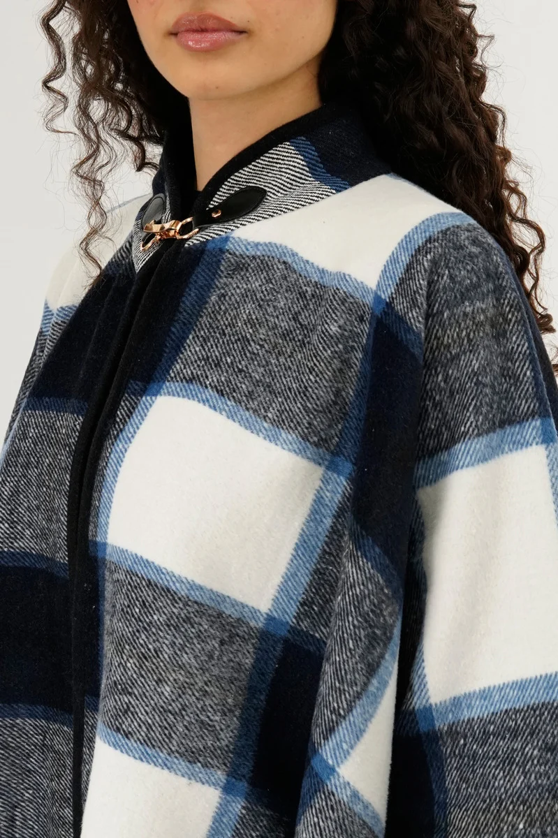 Plaid Poncho - Blue - Image 4