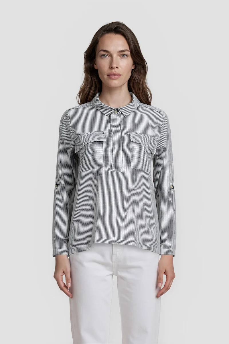 Collar Shirt With Two Front Pockets - Grey
