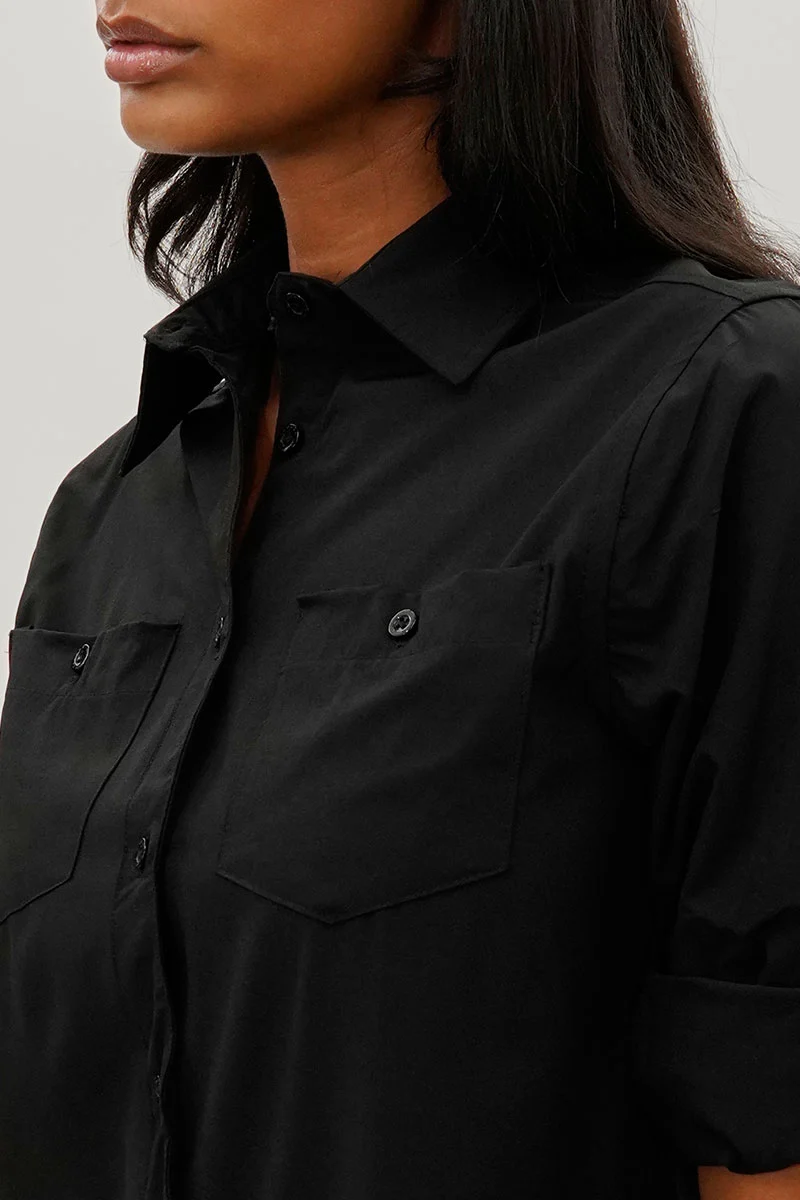 Button Up Utility Shirt - Black - Image 4