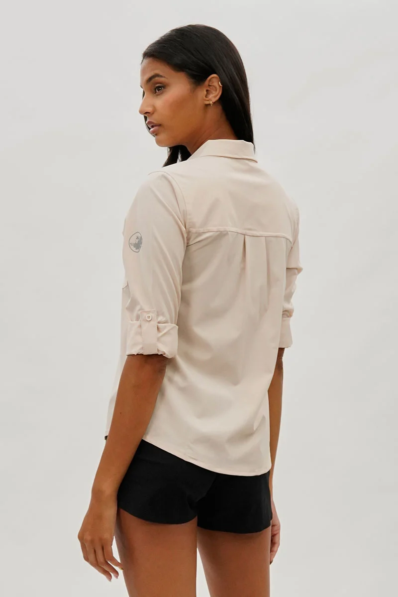 Button Up Utility Shirt - Beige - Image 3