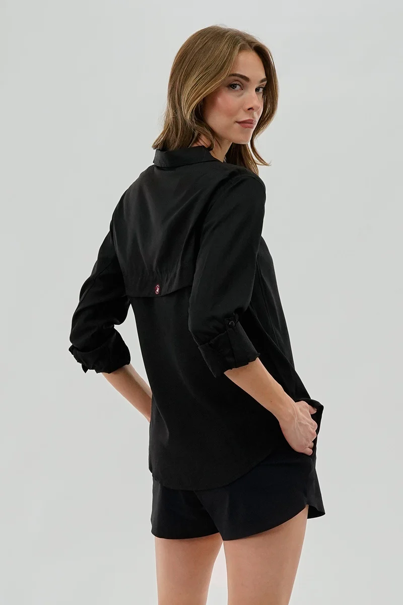 Button Up Collared Shirt - Black - Image 3