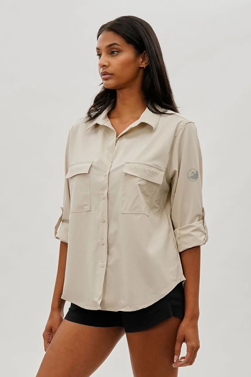 Button Up Ripstop Utility Shirt - Beige - Image 2